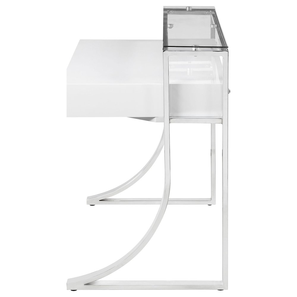 Gemma 48-inch 2-drawer Writing Desk White High Gloss. Picture 5