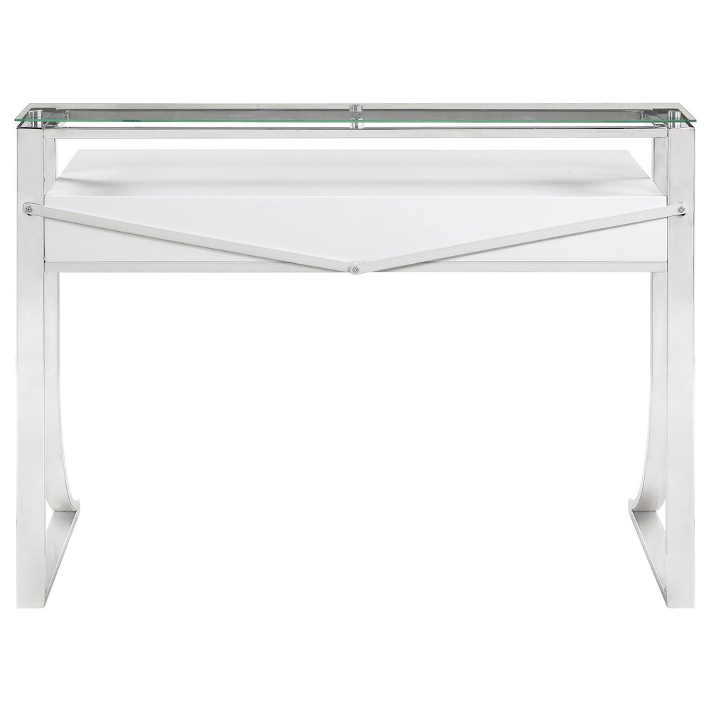 Gemma 48-inch 2-drawer Writing Desk White High Gloss. Picture 7