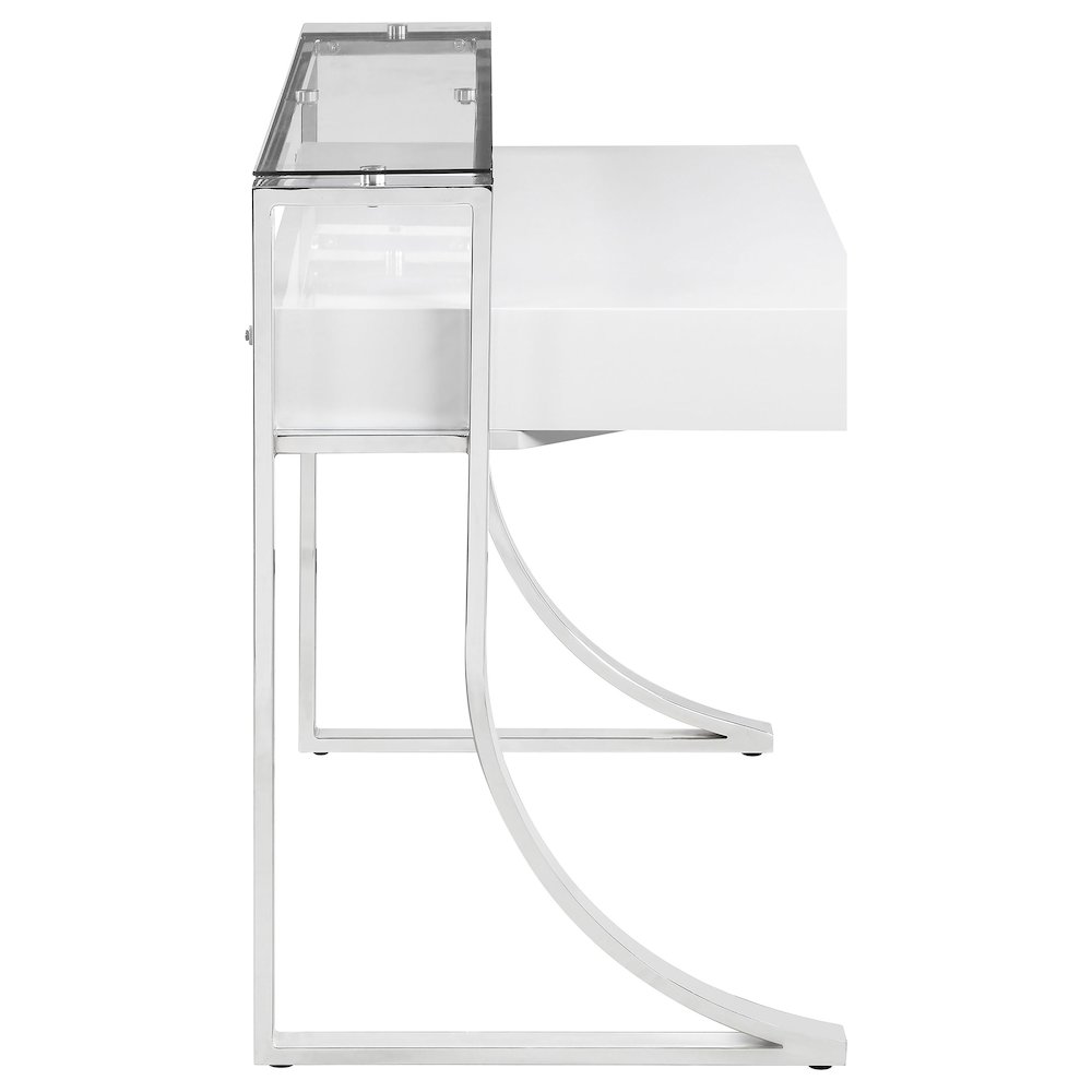 Gemma 48-inch 2-drawer Writing Desk White High Gloss. Picture 9