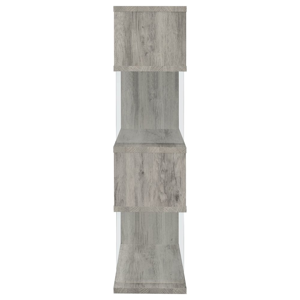 Emelle 63-inch 4-shelf Glass Panel Bookshelf Grey Driftwood. Picture 12