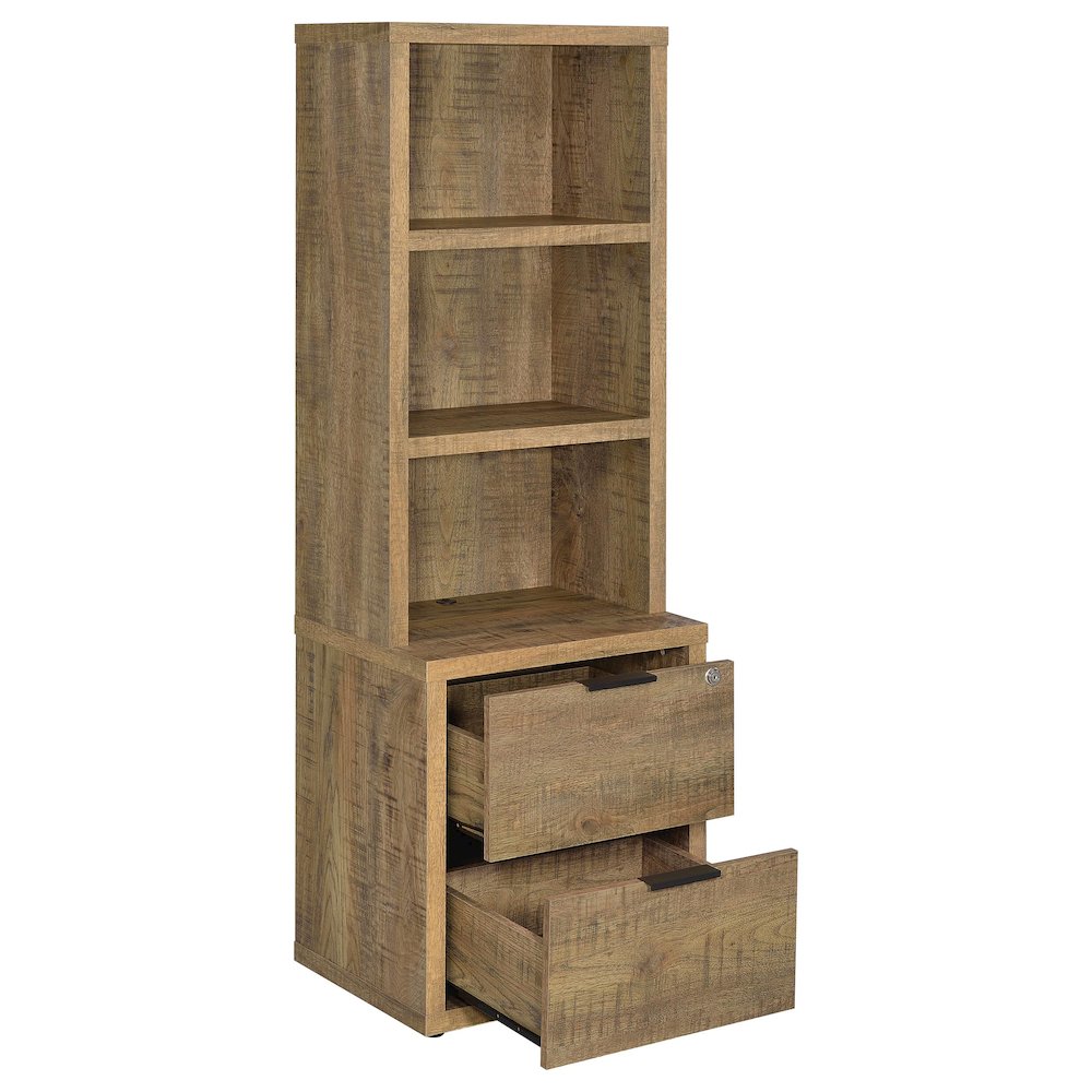 Westpark 3-shelf Bookcase USB and Lockable Drawer Mango. Picture 3
