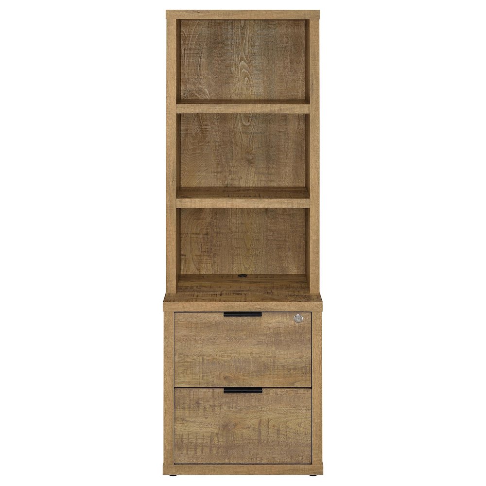 Westpark 3-shelf Bookcase USB and Lockable Drawer Mango. Picture 4