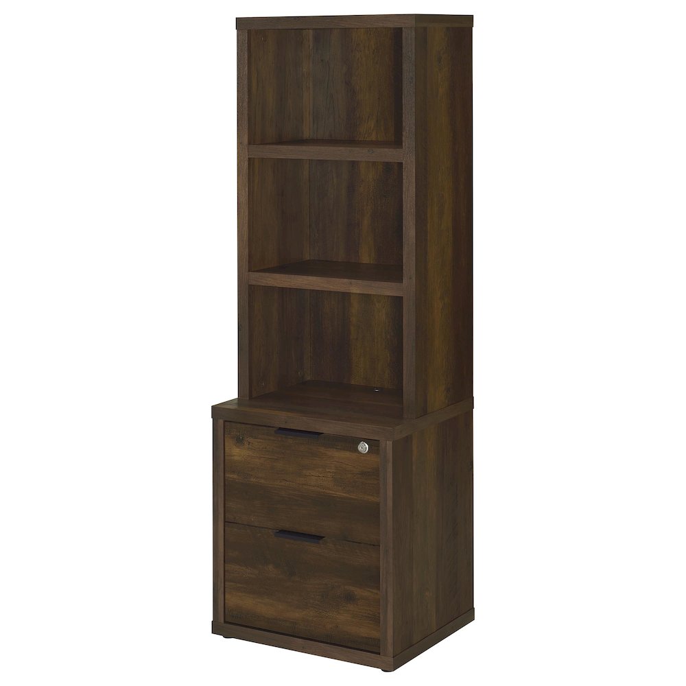 Westpark 3-shelf Bookcase USB and Lockable Drawer Dark Pine. Picture 5