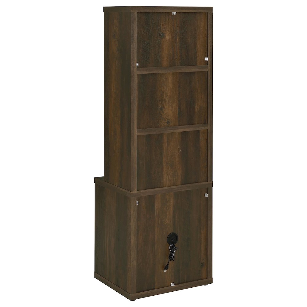 Westpark 3-shelf Bookcase USB and Lockable Drawer Dark Pine. Picture 7