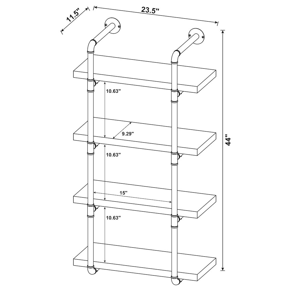 Elmcrest 24-inch 4-shelf Wall Bookshelf Grey Driftwood. Picture 12