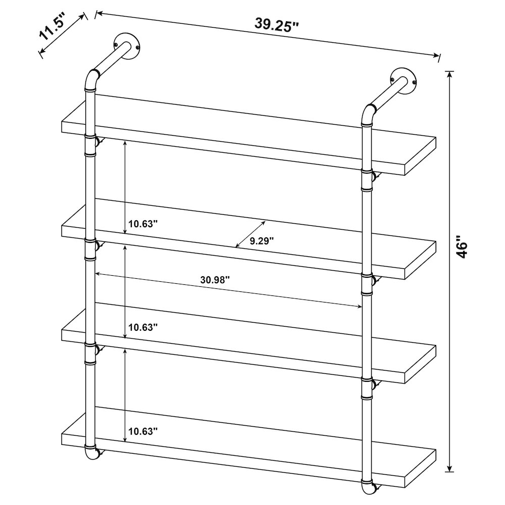 Elmcrest 39-inch 4-shelf Wall Bookshelf Rustic Oak. Picture 9