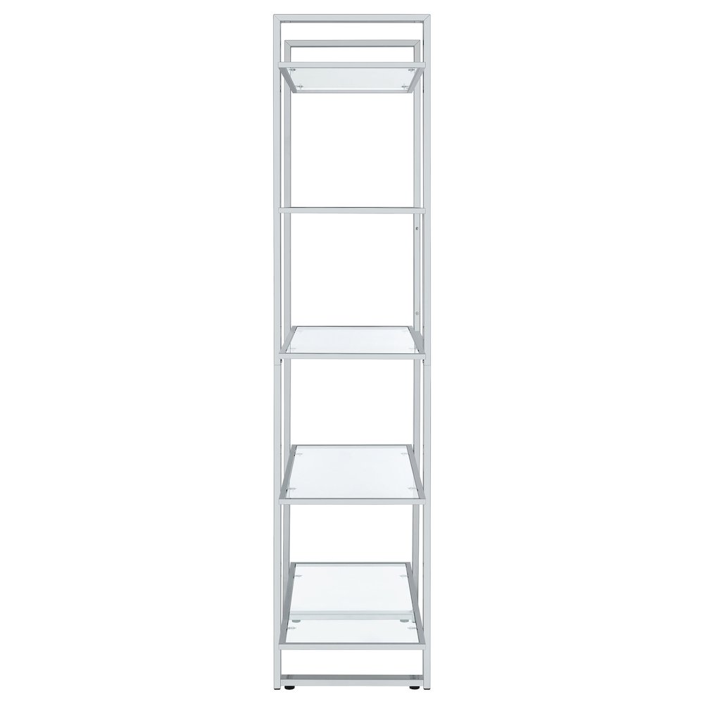 Hartford 79-inch 5-shelf Glass Bookshelf Chrome. Picture 5