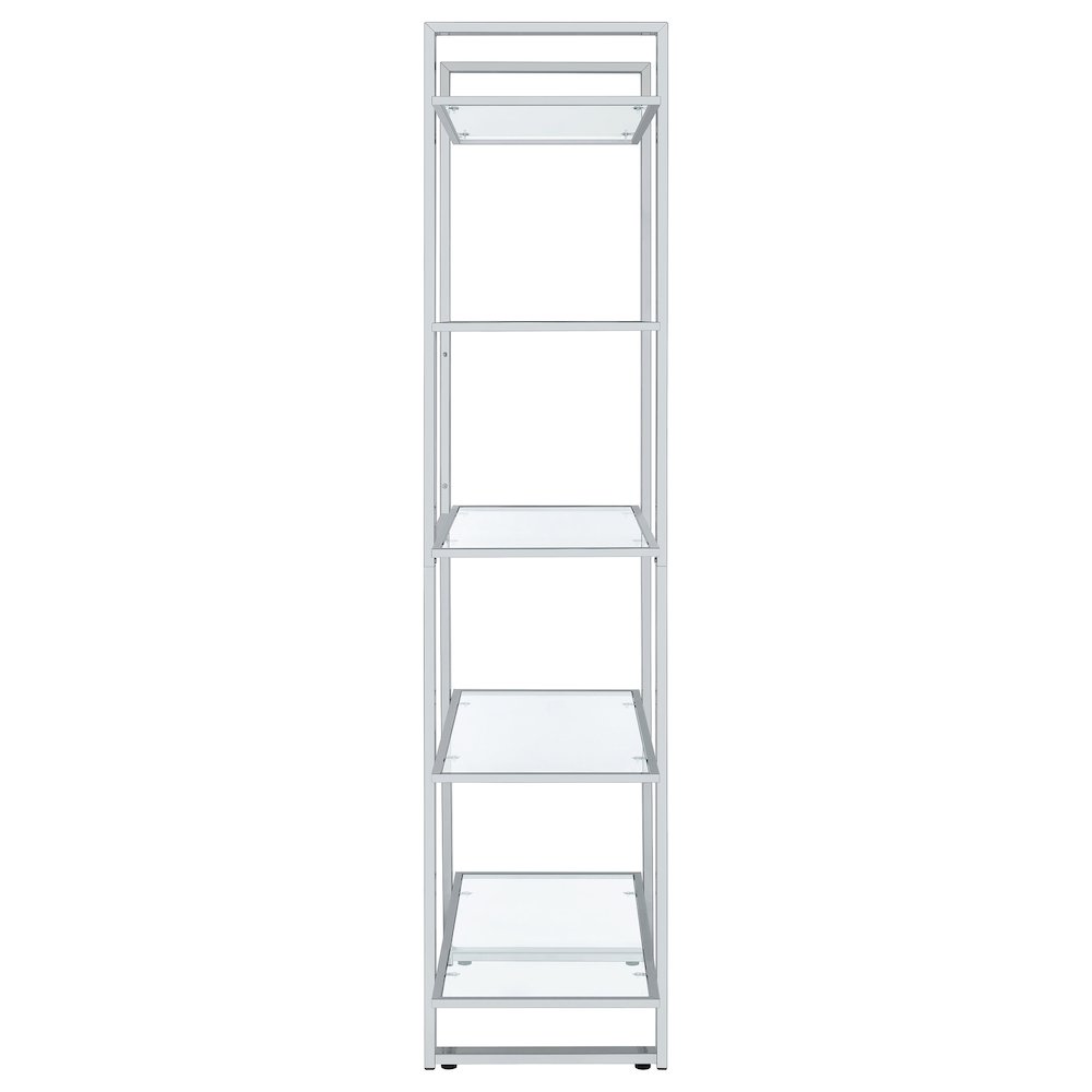 Hartford 79-inch 5-shelf Glass Bookshelf Chrome. Picture 9