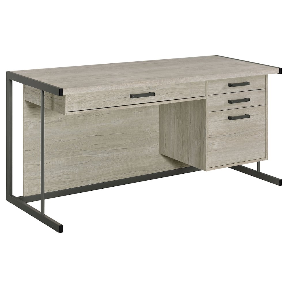 Loomis 60-inch 4-drawer Computer Desk Whitewashed Grey. Picture 1