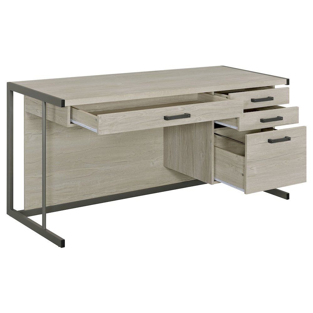 Loomis 60-inch 4-drawer Computer Desk Whitewashed Grey. Picture 3