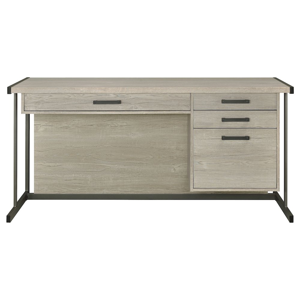 Loomis 60-inch 4-drawer Computer Desk Whitewashed Grey. Picture 4