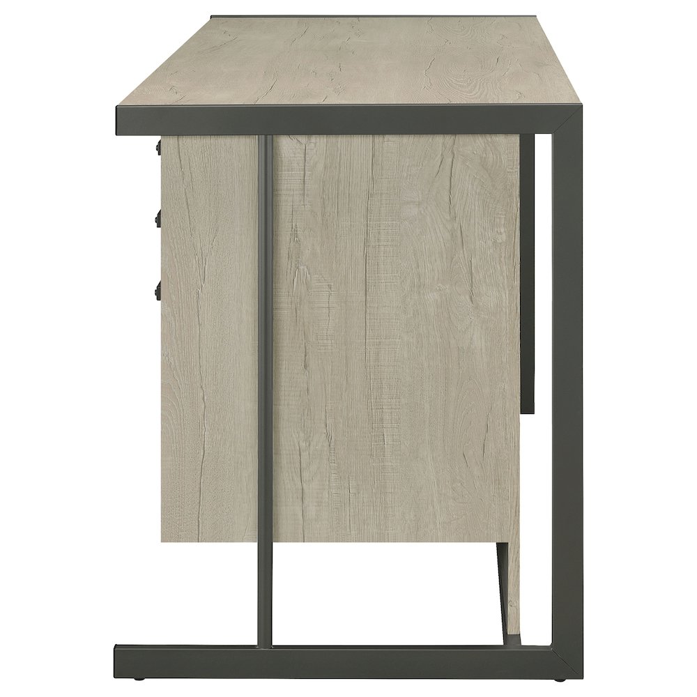 Loomis 60-inch 4-drawer Computer Desk Whitewashed Grey. Picture 5