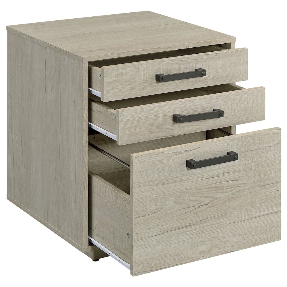 Loomis 3-drawer Home Office File Cabinet Whitewashed Grey. Picture 3