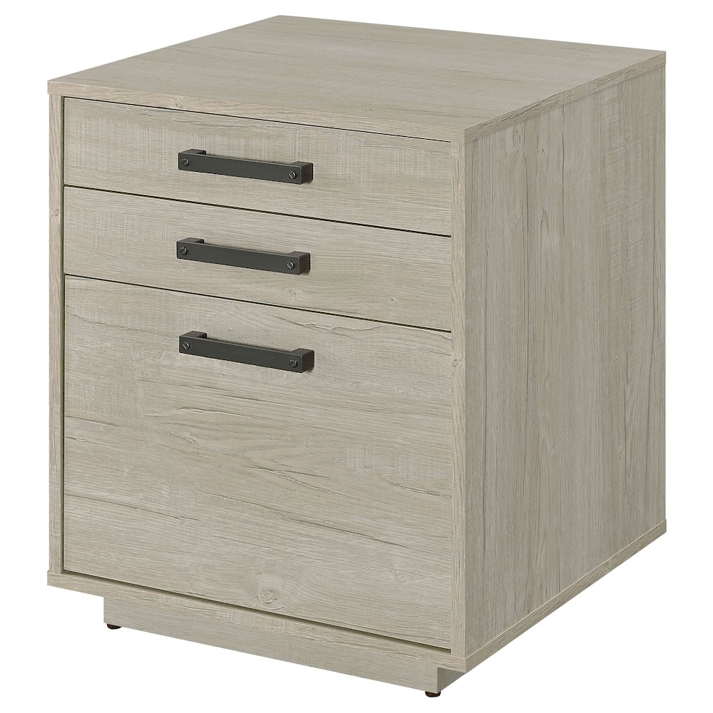 Loomis 3-drawer Home Office File Cabinet Whitewashed Grey. Picture 5