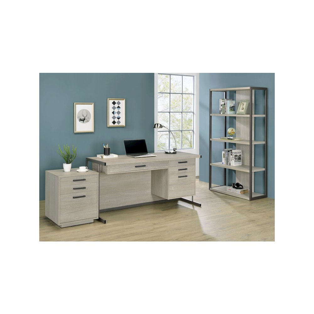 Loomis 3-drawer Home Office File Cabinet Whitewashed Grey. Picture 13