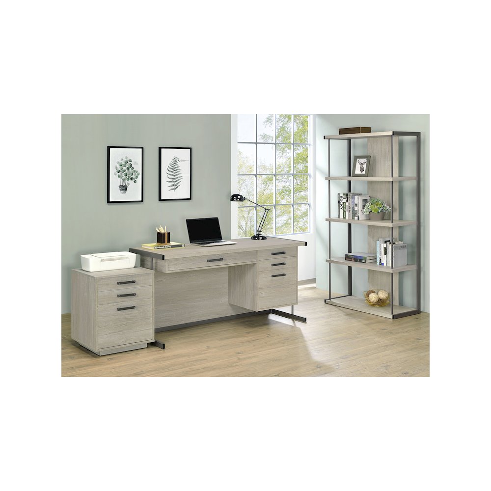 Loomis 3-drawer Home Office File Cabinet Whitewashed Grey. Picture 14