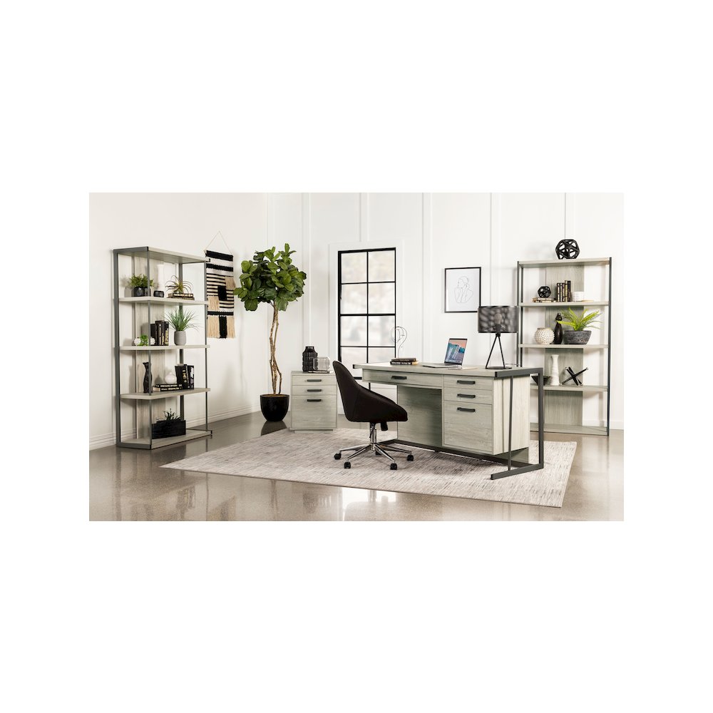 Loomis 3-drawer Home Office File Cabinet Whitewashed Grey. Picture 15