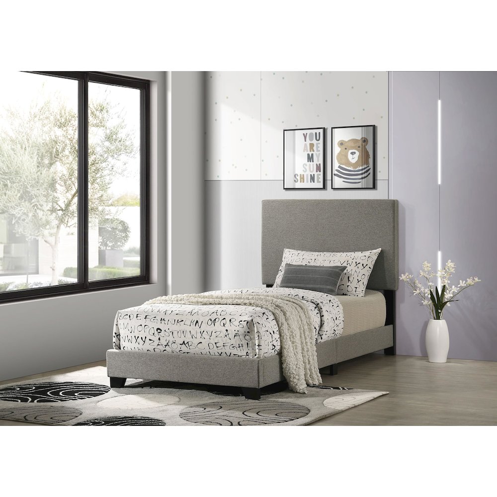 Dorian Fabric Upholstered Twin Panel Bed Taupe. Picture 2