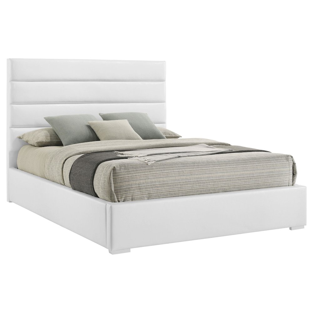 Felicity 53-inch Upholstered California King Bed White. Picture 1