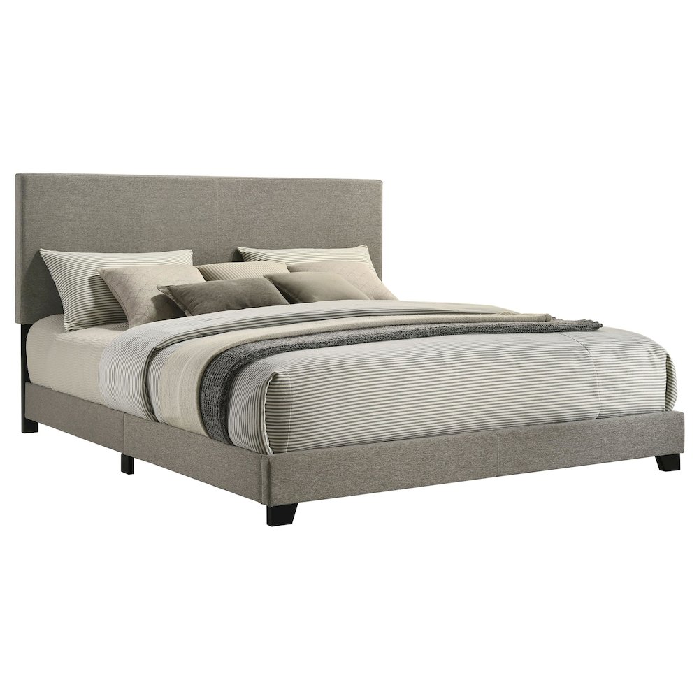Dorian Fabric Upholstered California King Panel Bed Taupe. Picture 1