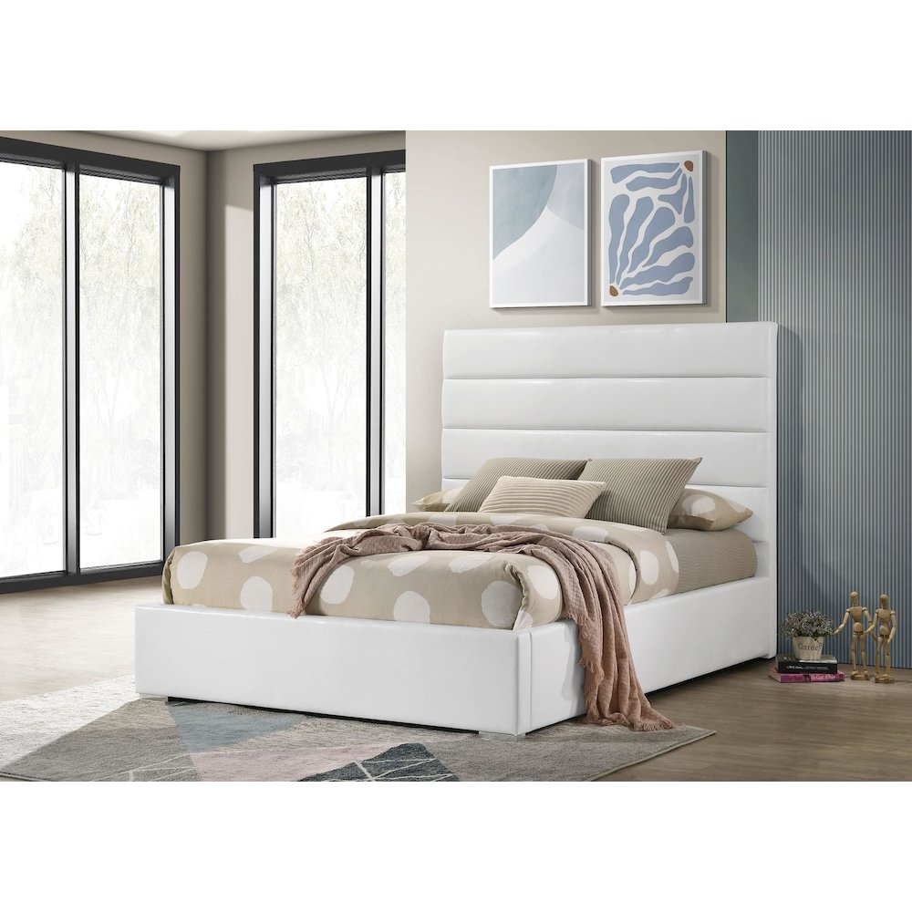 Felicity 53-inch Upholstered Twin Platform Bed White. Picture 2