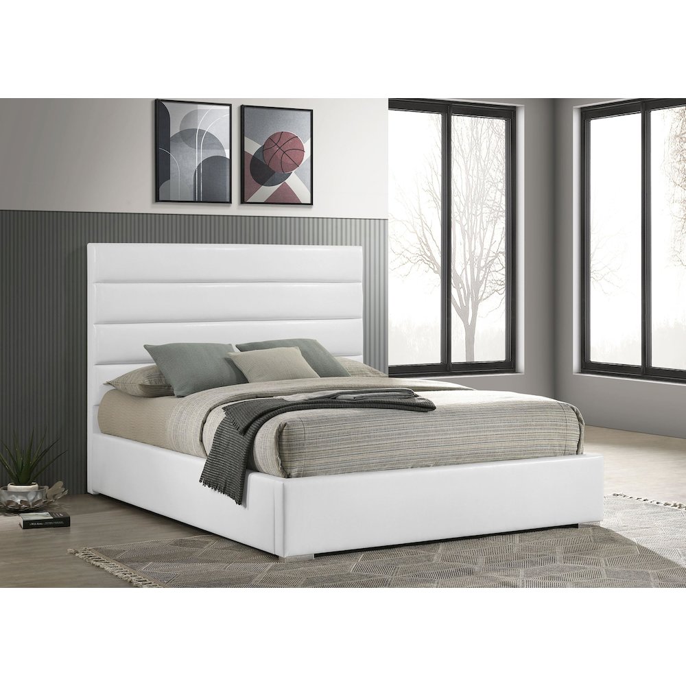 Felicity 53-inch Upholstered California King Bed White. Picture 2