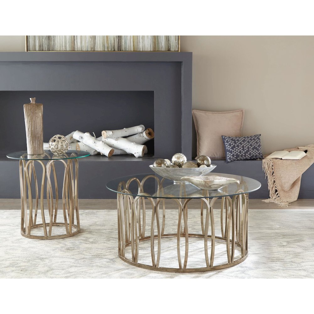Monett 2-piece Coffee and End Table Set Chocolate Chrome. Picture 2