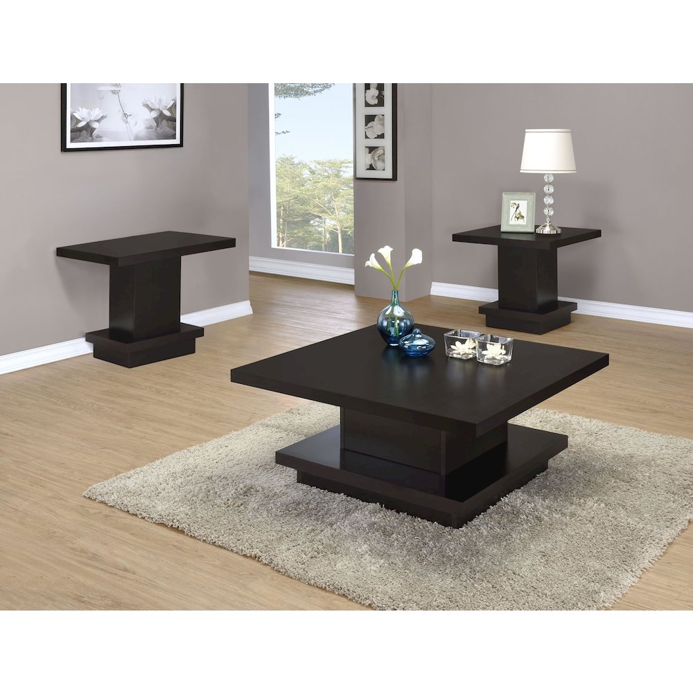 Reston 3-piece Square Coffee and End Table Set Cappuccino. Picture 2