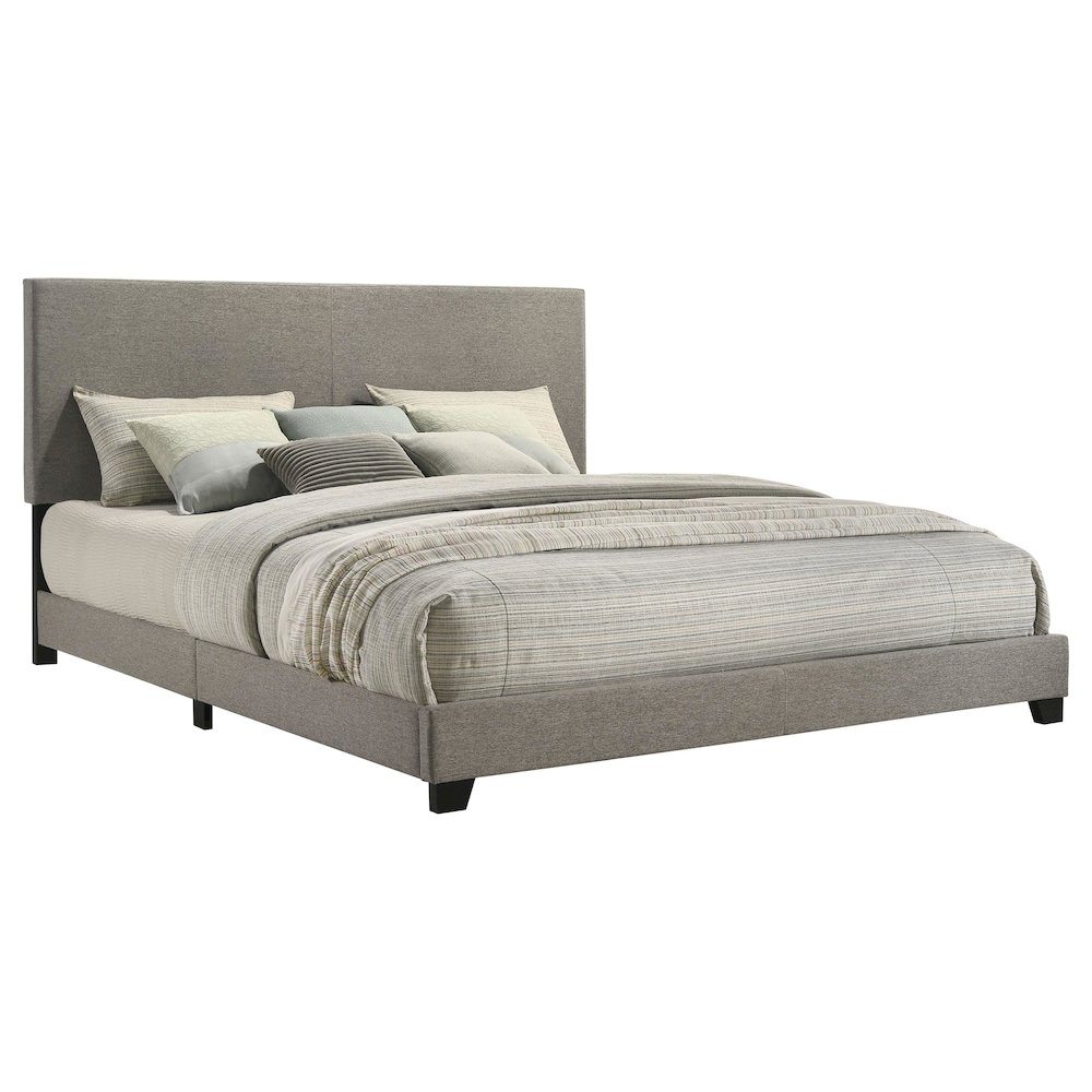 Dorian Fabric Upholstered Eastern King Panel Bed Taupe. Picture 1