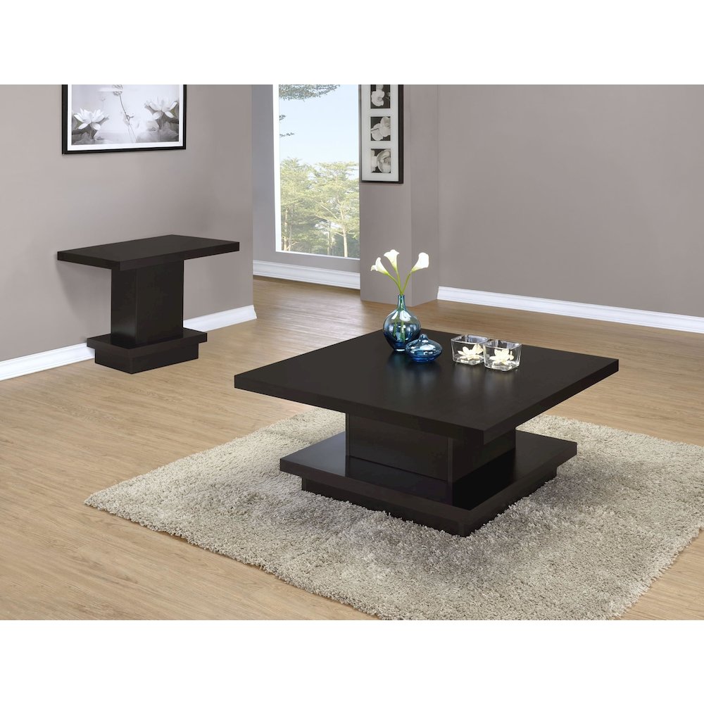 Reston 2-piece Square Coffee and End Table Set Cappuccino. Picture 2