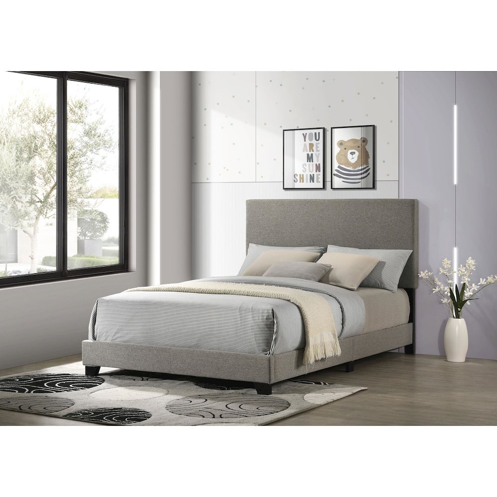 Dorian Fabric Upholstered Full Panel Bed Taupe. Picture 2