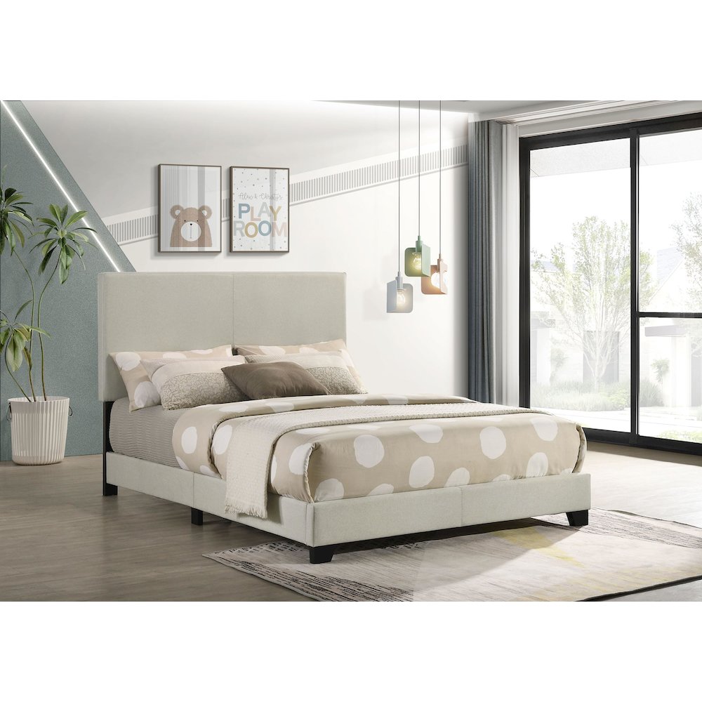 Dorian Fabric Upholstered Full Panel Bed Cream. Picture 2