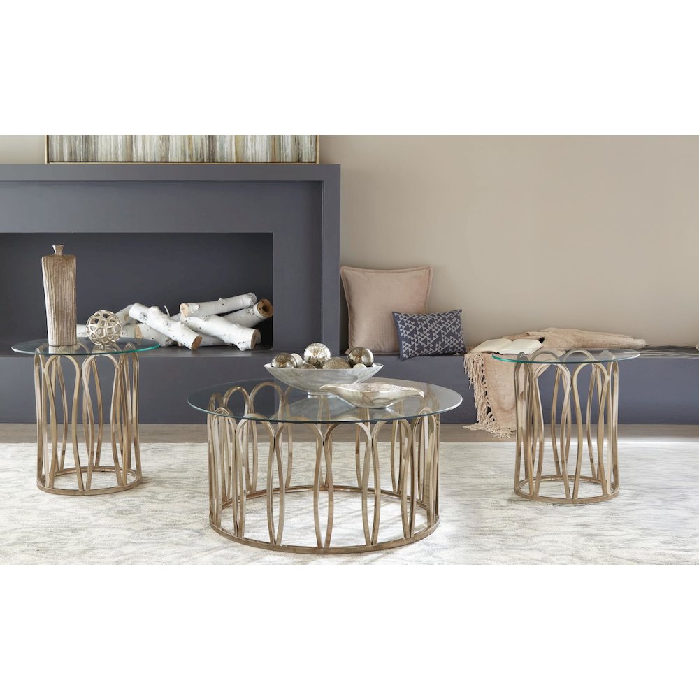 Monett 3-piece Coffee and End Table Set Chocolate Chrome. Picture 2