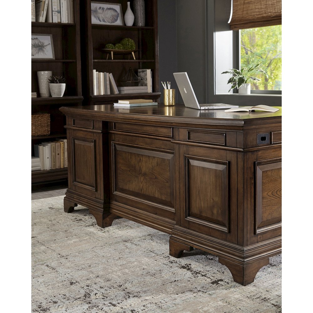 Hartshill 72-inch 7-drawer Executive Desk Burnished Oak. Picture 9