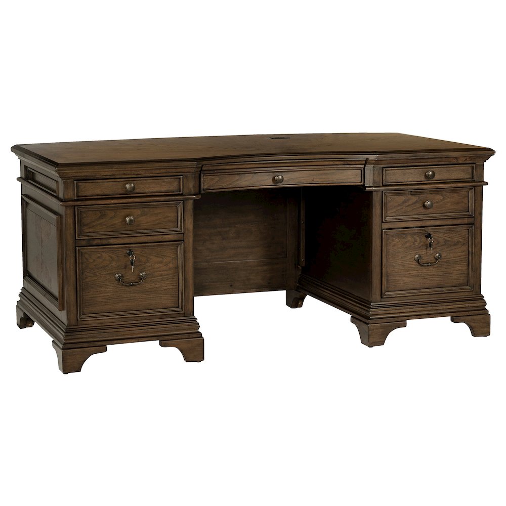 Hartshill 72-inch 7-drawer Executive Desk Burnished Oak. Picture 1