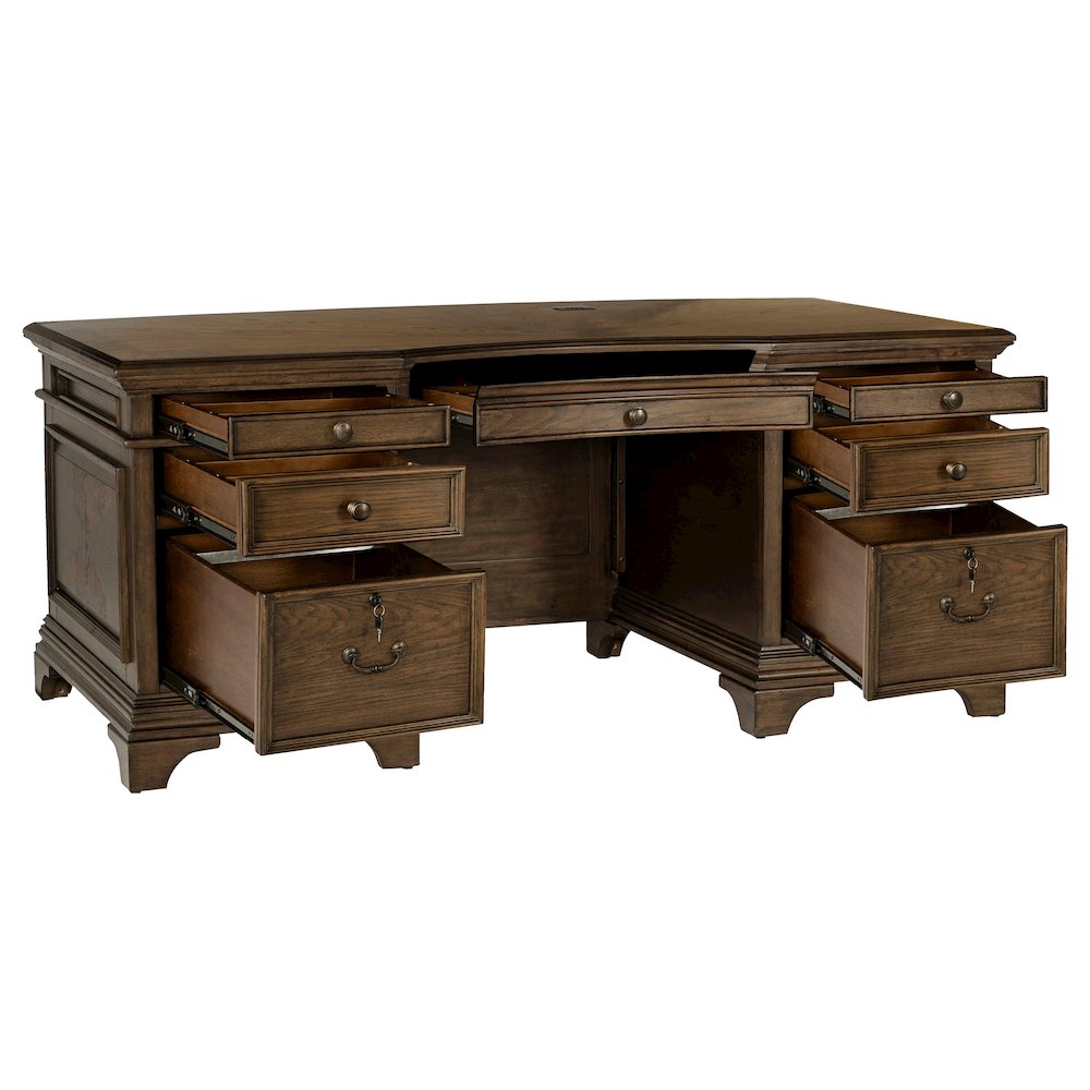 Hartshill 72-inch 7-drawer Executive Desk Burnished Oak. Picture 3