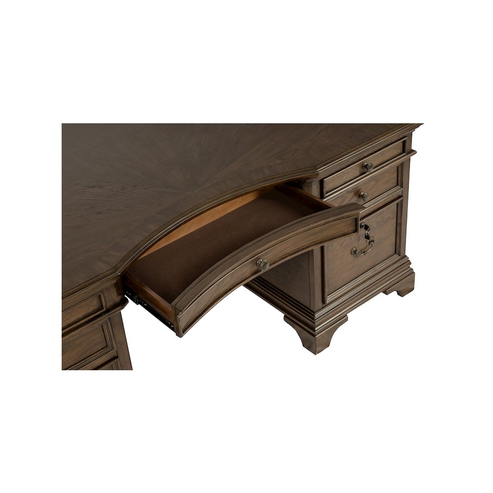 Hartshill 72-inch 7-drawer Executive Desk Burnished Oak. Picture 13