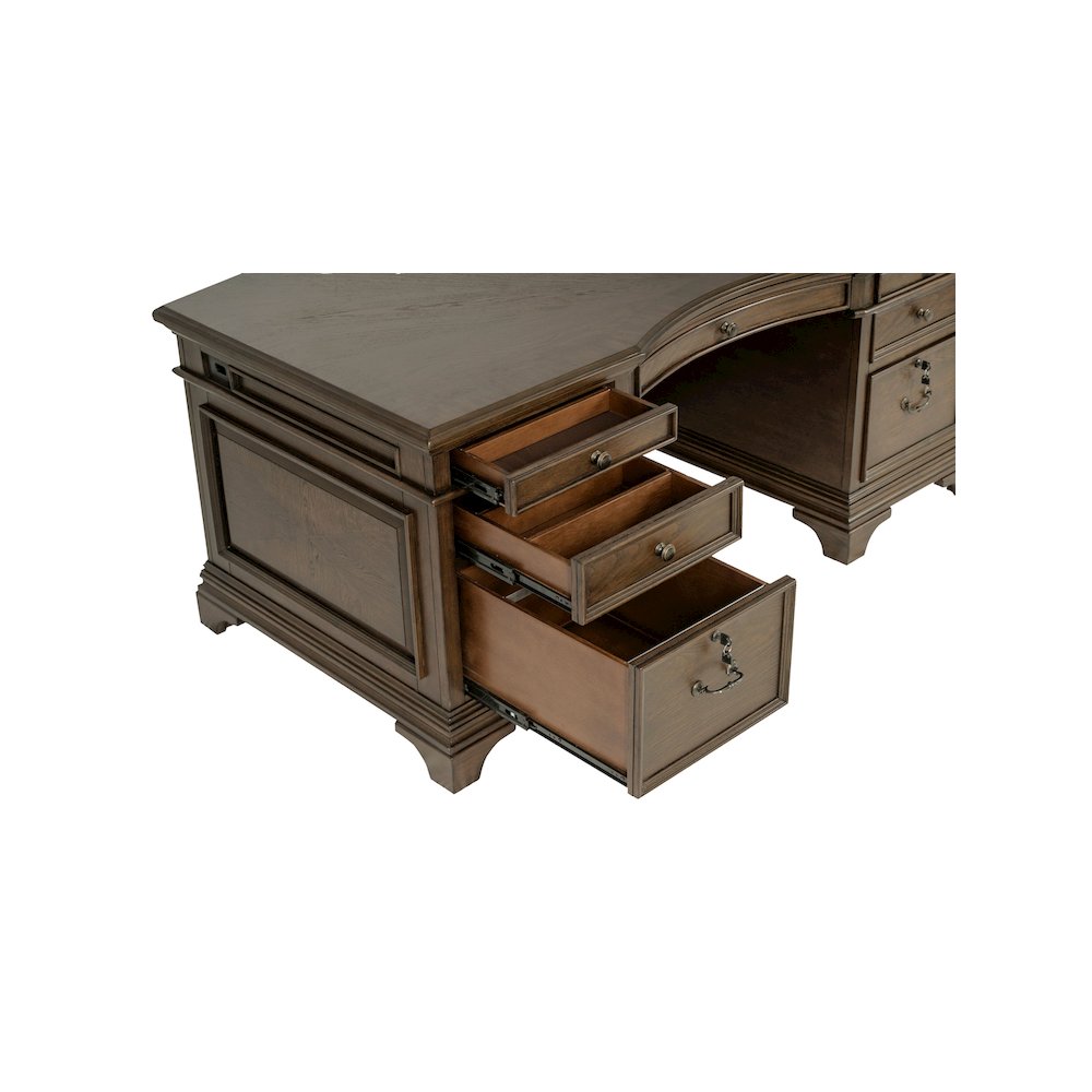 Hartshill 72-inch 7-drawer Executive Desk Burnished Oak. Picture 14