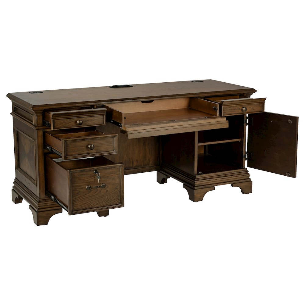 Hartshill 66-inch 5-drawer Credenza Office Desk Burnish Oak. Picture 3