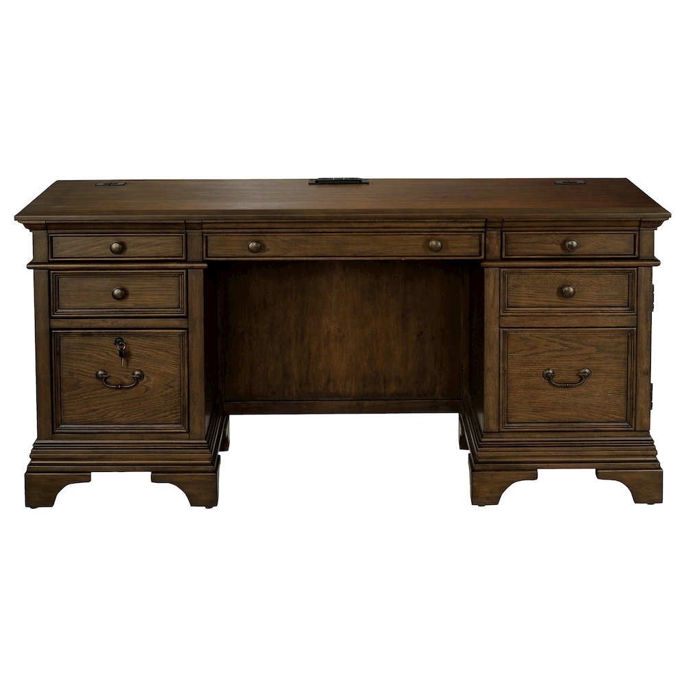 Hartshill 66-inch 5-drawer Credenza Office Desk Burnish Oak. Picture 4