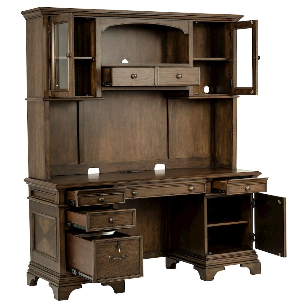 Hartshill 66-inch 5-drawer Credenza with Hutch Burnished Oak. Picture 3