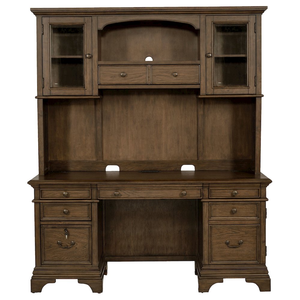 Hartshill 66-inch 5-drawer Credenza with Hutch Burnished Oak. Picture 4