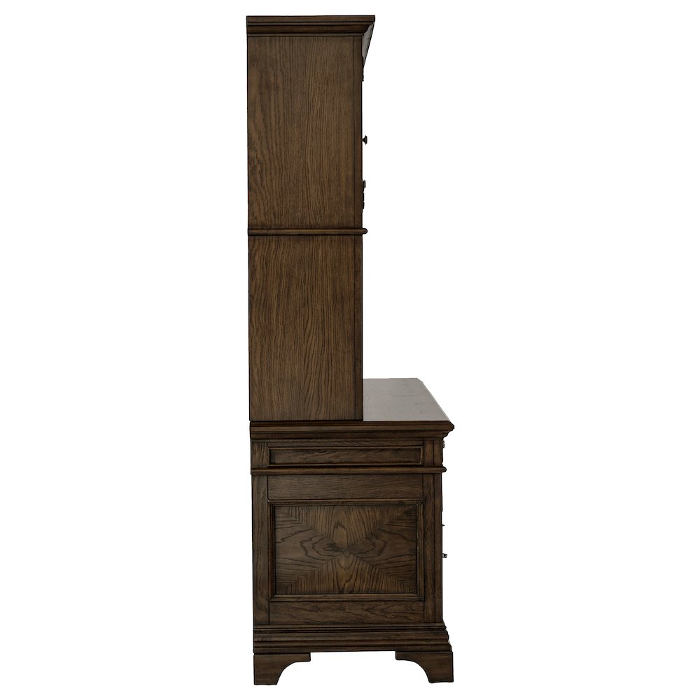 Hartshill 66-inch 5-drawer Credenza with Hutch Burnished Oak. Picture 8