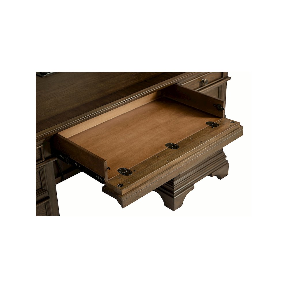 Hartshill 66-inch 5-drawer Credenza with Hutch Burnished Oak. Picture 11