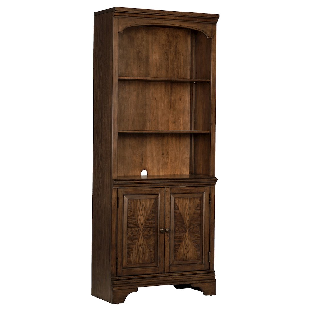 Hartshill 78-inch 3-shelf Cabinet Bookcase Burnished Oak. Picture 1