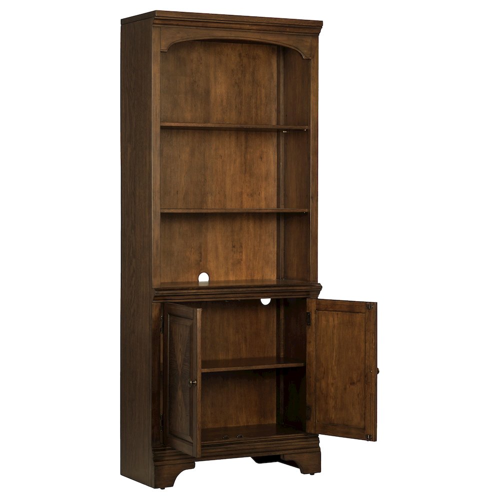 Hartshill 78-inch 3-shelf Cabinet Bookcase Burnished Oak. Picture 3