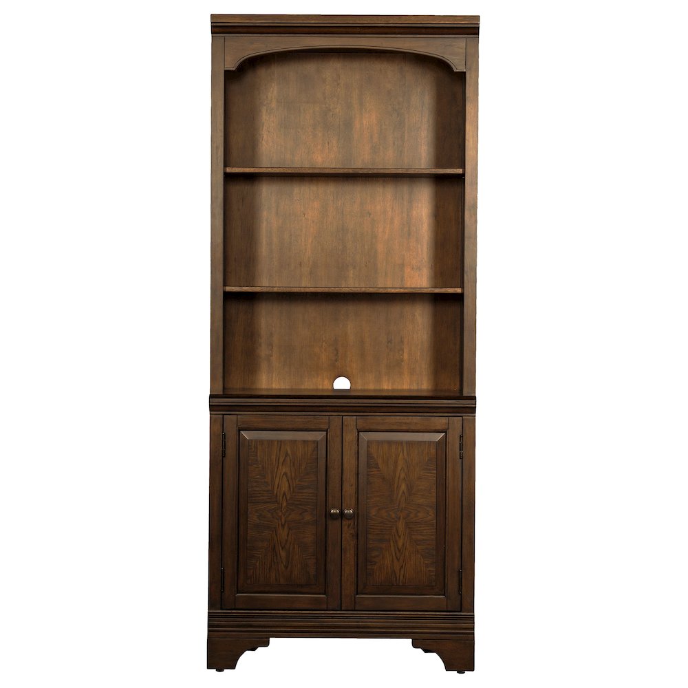 Hartshill 78-inch 3-shelf Cabinet Bookcase Burnished Oak. Picture 4