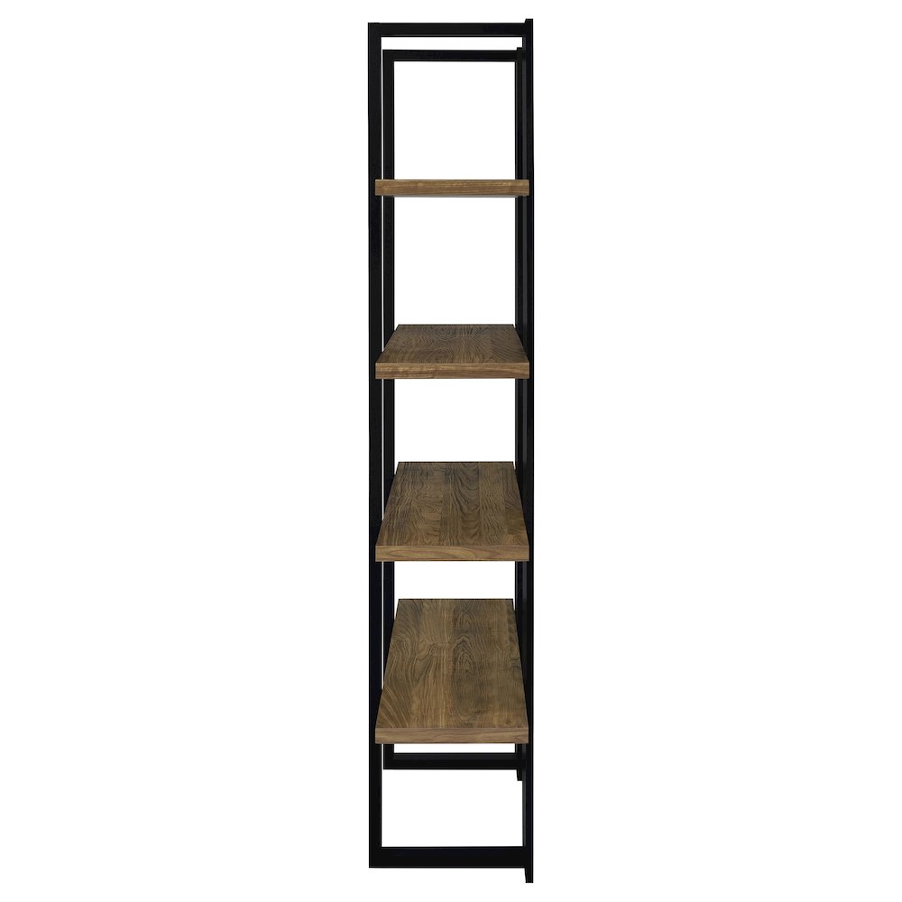 Danbrook 71-inch 4-shelf Bookshelf Black and Aged Walnut. Picture 5