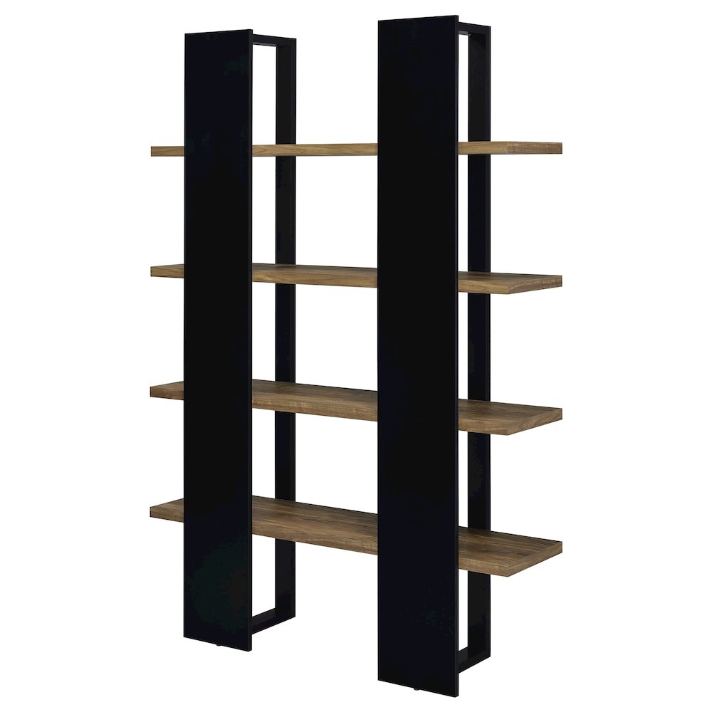 Danbrook 71-inch 4-shelf Bookshelf Black and Aged Walnut. Picture 8