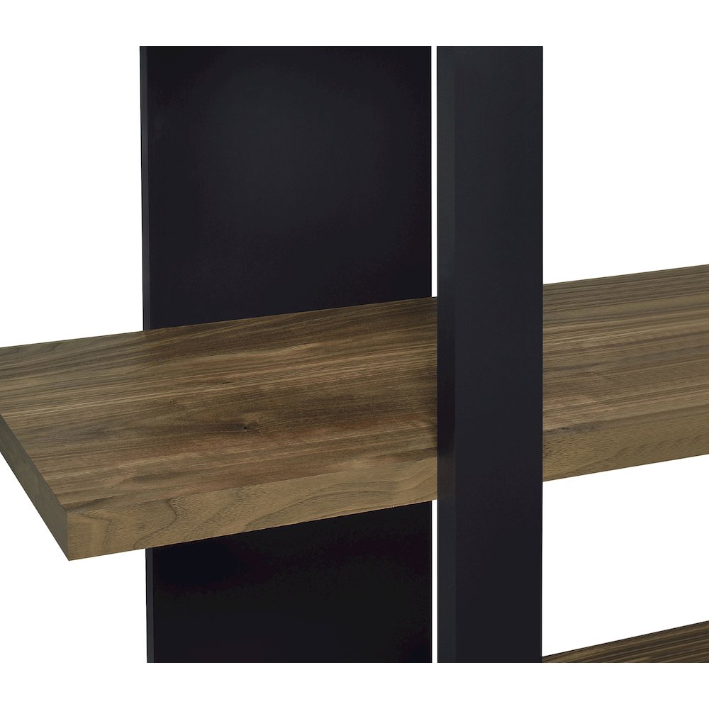 Danbrook 71-inch 4-shelf Bookshelf Black and Aged Walnut. Picture 12